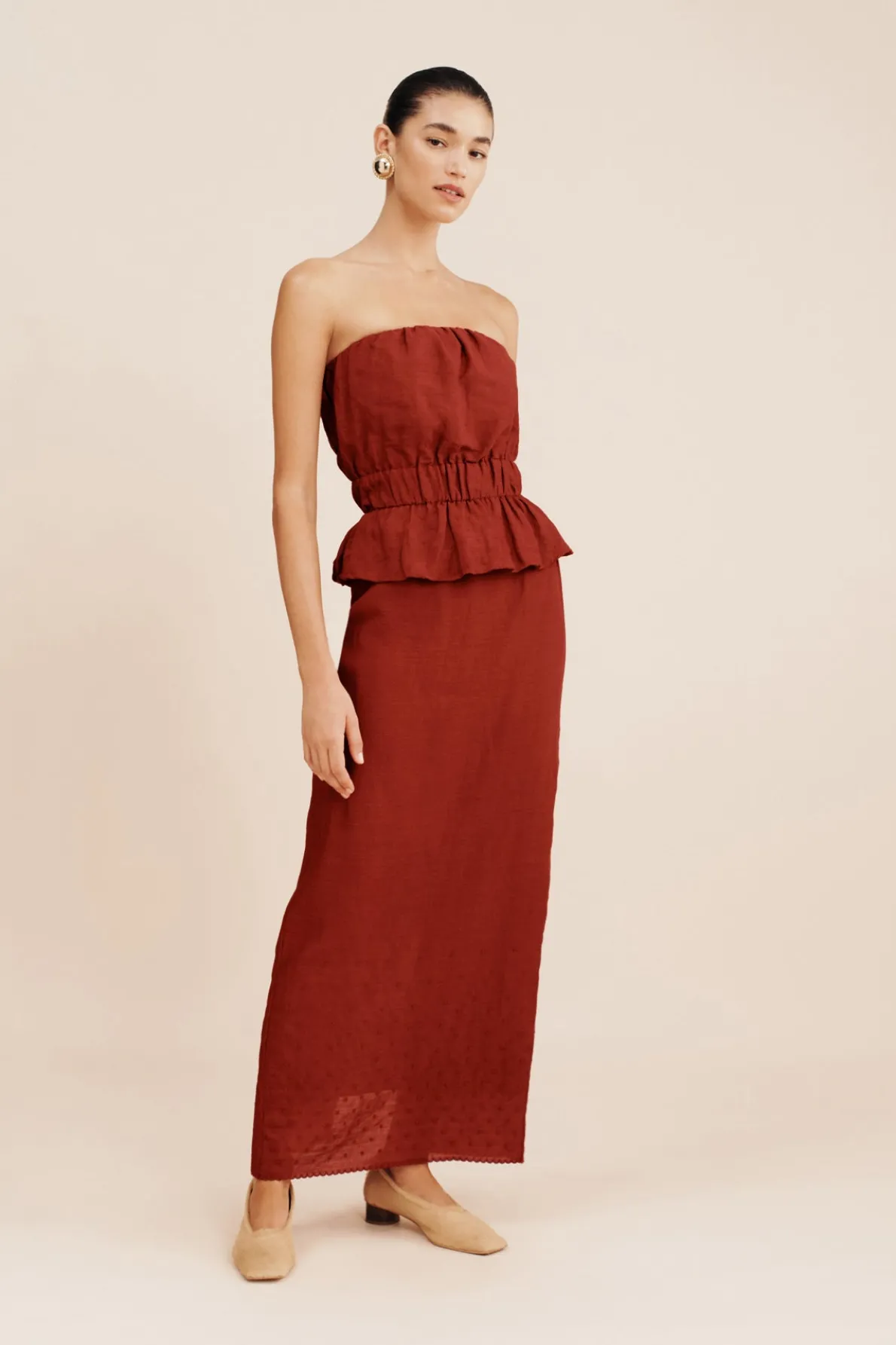 AURELIA STRAPLESS TOP - MERLOT