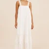 LOUISA TIE DRESS - VINTAGE WHITE