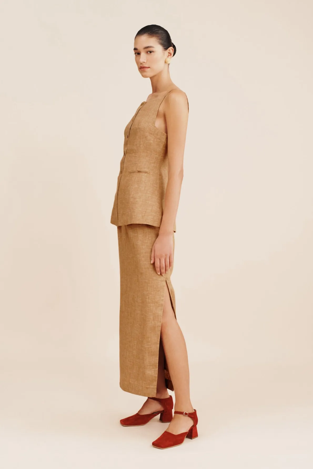 NANCY PENCIL SKIRT - WALNUT