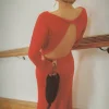 SIENNA L/S DRESS - CRIMSON