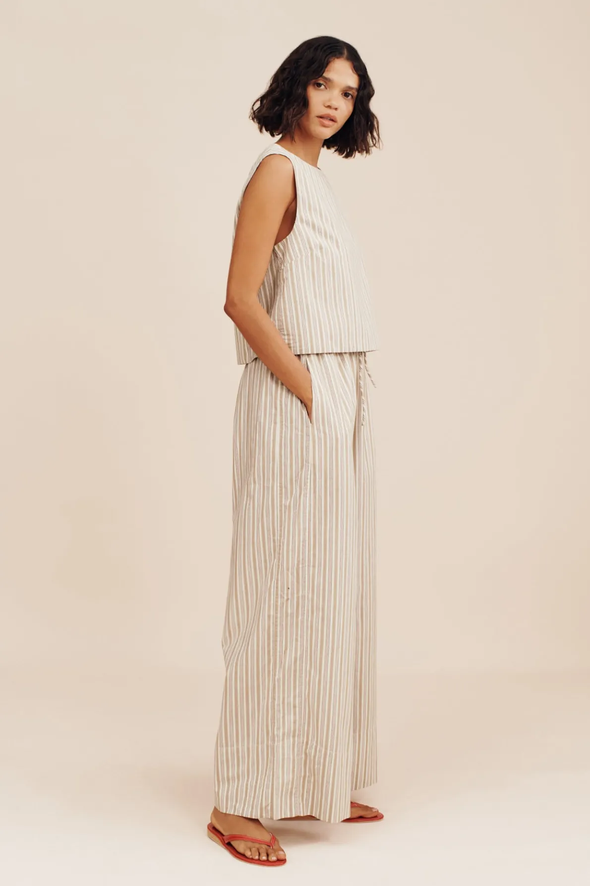 VIVIAN PANT - BEIGE STRIPE